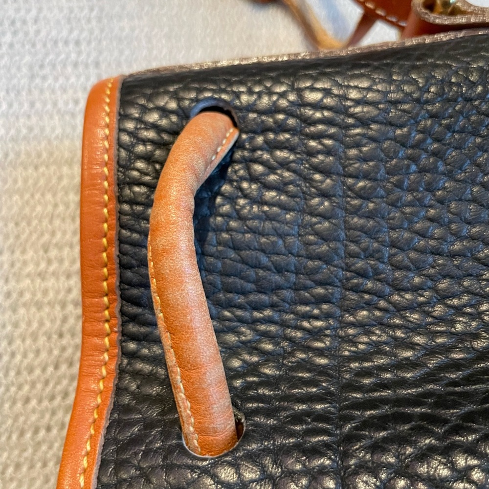 Vintage Dooney and Bourke Pebbled Leather Bucket Bag with brass accents - Picture 8 of 16